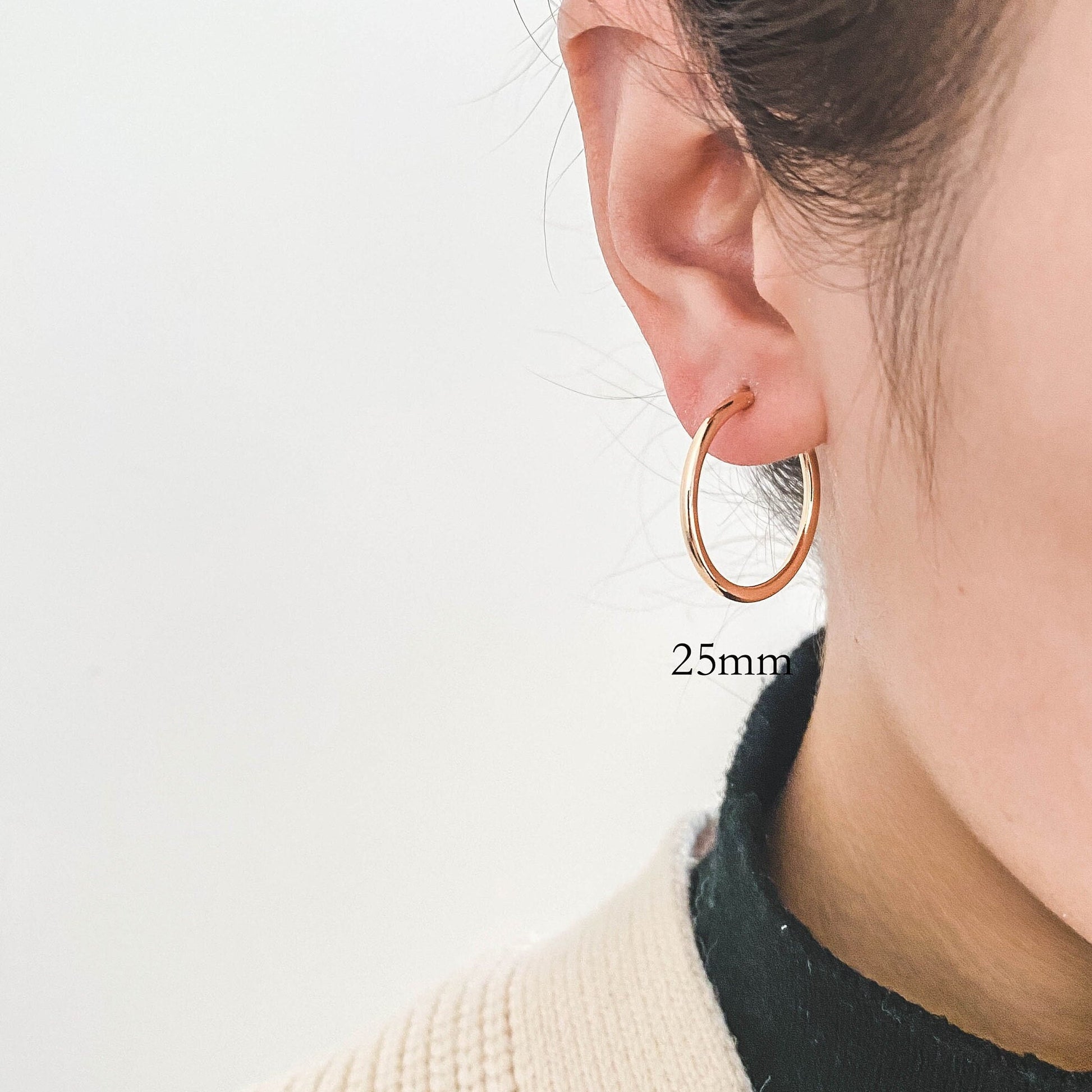 10pcs Gold Hoop Earrings, 2mm Thick, Size 15/20/25/30/35mm, 18K gold plated on Brass, Classic Hoop Earrings (GB-3270)