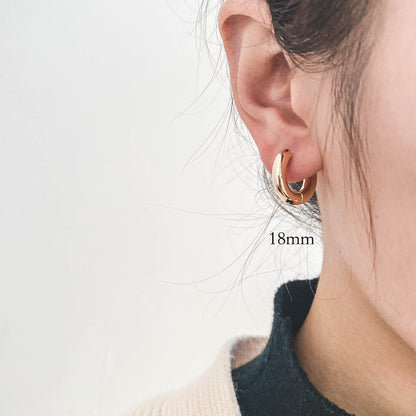 4pcs Gold/ Silver Tone Chunky Hoop Huggies, 4mm Thick, 18/ 20/ 22/ 24/ 26mm, Stainless Steel Hoop Earrings, Minimalist Earrings (GB-3301)