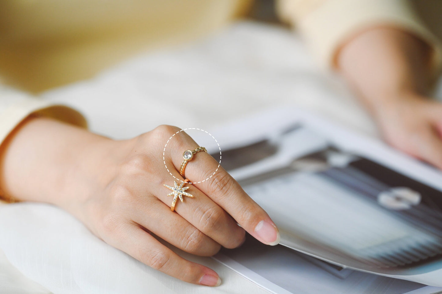 4pcs Open Circle CZ Ring, CZ Round Ring, Dainty Stackable Ring for Women (#GB-3628)