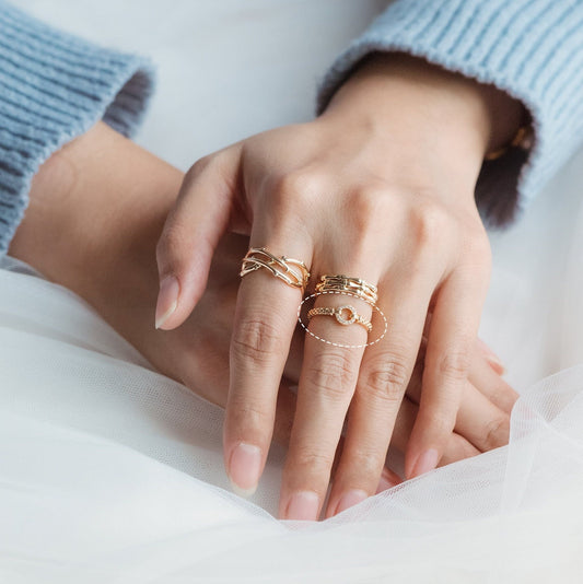 4pcs Open Circle CZ Ring, Pave CZ Round Ring, Round Crystal Ring, Dainty Stackable Ring for Women (#GB-2243)