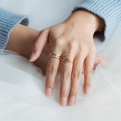 4pcs Double Gold Twist Wavy Ring, Gold band stacking ring, Delicate finger ring, Gold wave rings (#GB-2706)