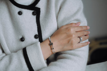 1pcs CZ Pave Simple Bangle Bracelet, 316 Stainless Steel Bracelet (GB-2860)