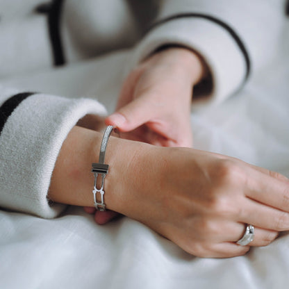 1pcs CZ Pave Simple Bangle Bracelet, 316 Stainless Steel Bracelet (GB-2860)