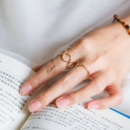 4pcs Gold/ Silver Chain Ring, Statement Ring, Chunky Ring, Dainty Rings, Adjustable Ring, Minimalist Ring (#GB-3615)