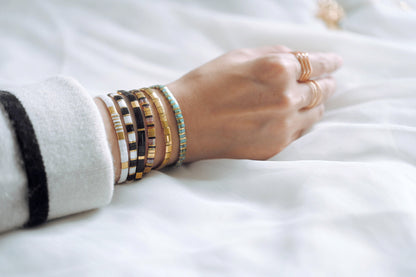 Tile Tila Bracelet, Crystal Beaded Bracelets, Rainbow Glass Bead Bracelets, Summer Jewelry, Beach Bracelets (RM-73)