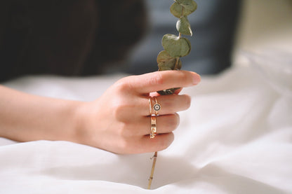 4pcs Gold Evil Eye Ring, CZ Round Ring, Dainty Stackable Ring, Protection Ring for Women (#GB-3660)