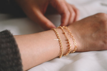 Gold plated Brass Oval Chain 4mm, Finished Bracelet/ Anklet/ Necklace with Extender Chain, Ready to Wear (#LK-352)