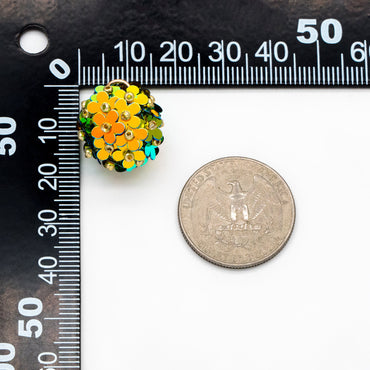 4pcs Beaded Flower Charms, Floral Ball Cluster Pendants, Handmade Jewelry Supplies (FB-078)