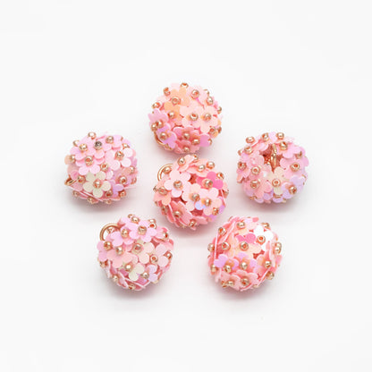 4pcs Beaded Flower Charms, Floral Ball Cluster Pendants, Handmade Jewelry Supplies (FB-078)