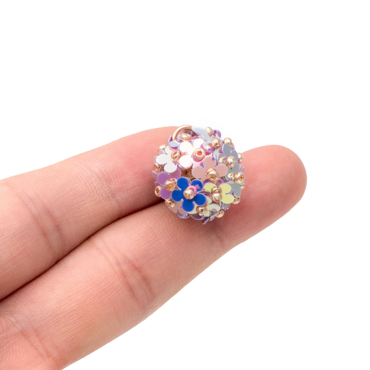 4pcs Beaded Flower Charms, Floral Ball Cluster Pendants, Handmade Jewelry Supplies (FB-078)
