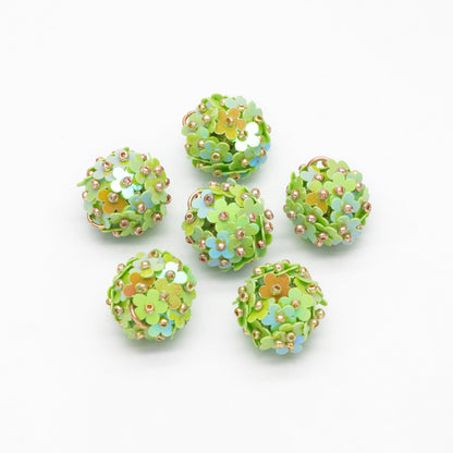 4pcs Beaded Flower Charms, Floral Ball Cluster Pendants, Handmade Jewelry Supplies (FB-078)
