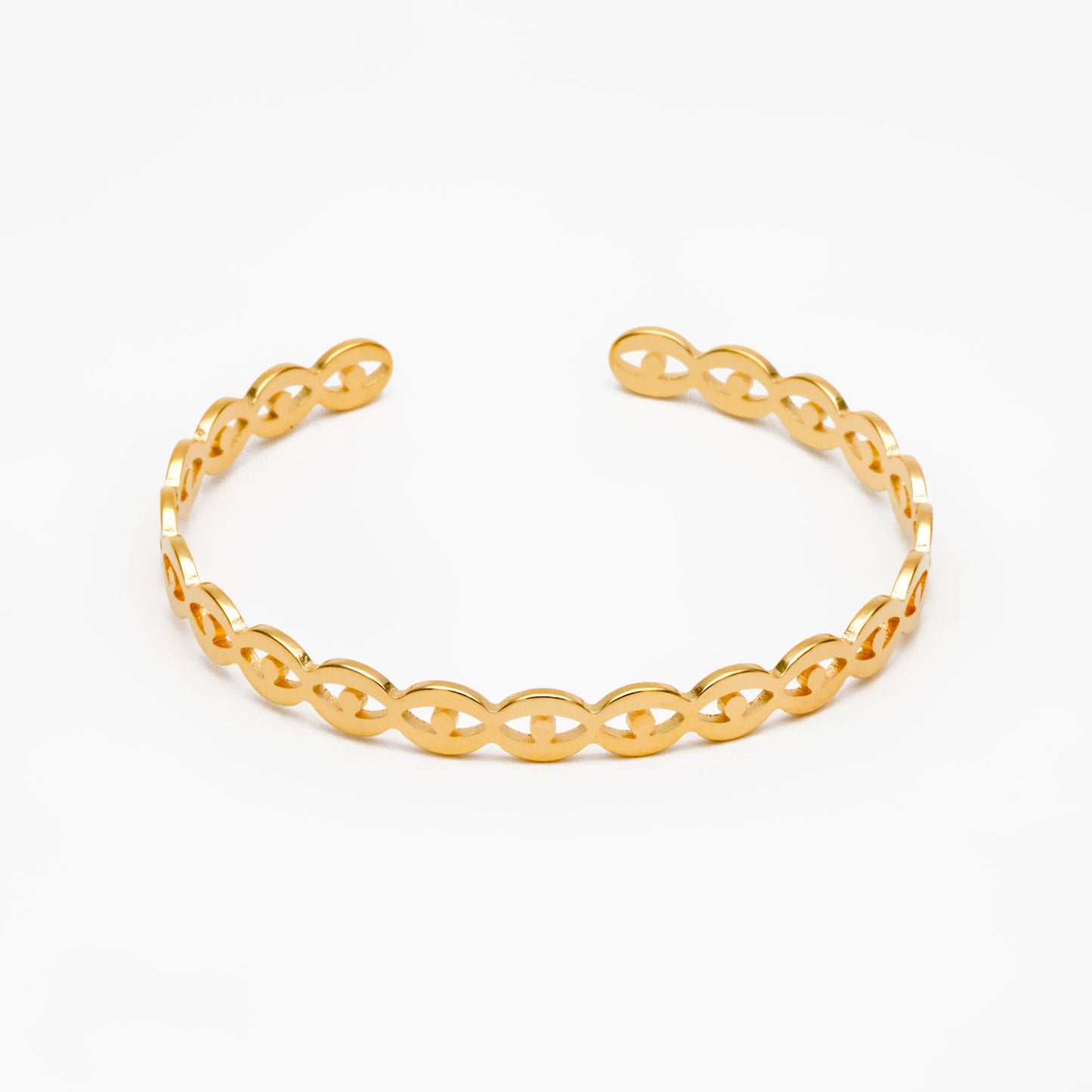 1pcs Gold Evil Eye Bangle Bracelet, Stackable Bracelets, Adjustable Eye Bracelet (#GB-3521)