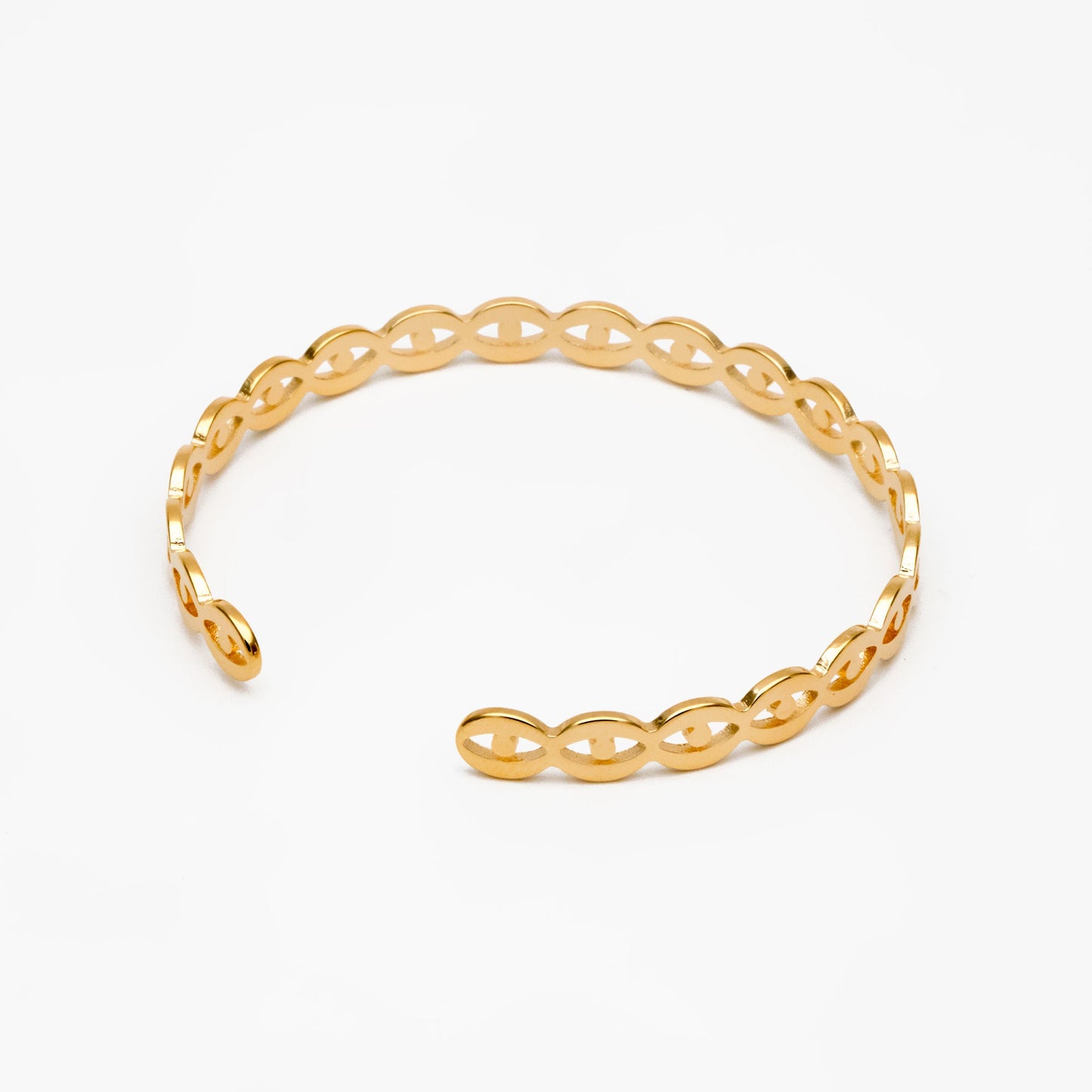 1pcs Gold Evil Eye Bangle Bracelet, Stackable Bracelets, Adjustable Eye Bracelet (#GB-3521)