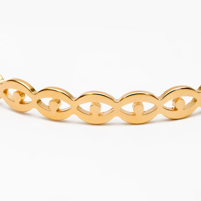 1pcs Gold Evil Eye Bangle Bracelet, Stackable Bracelets, Adjustable Eye Bracelet (#GB-3521)