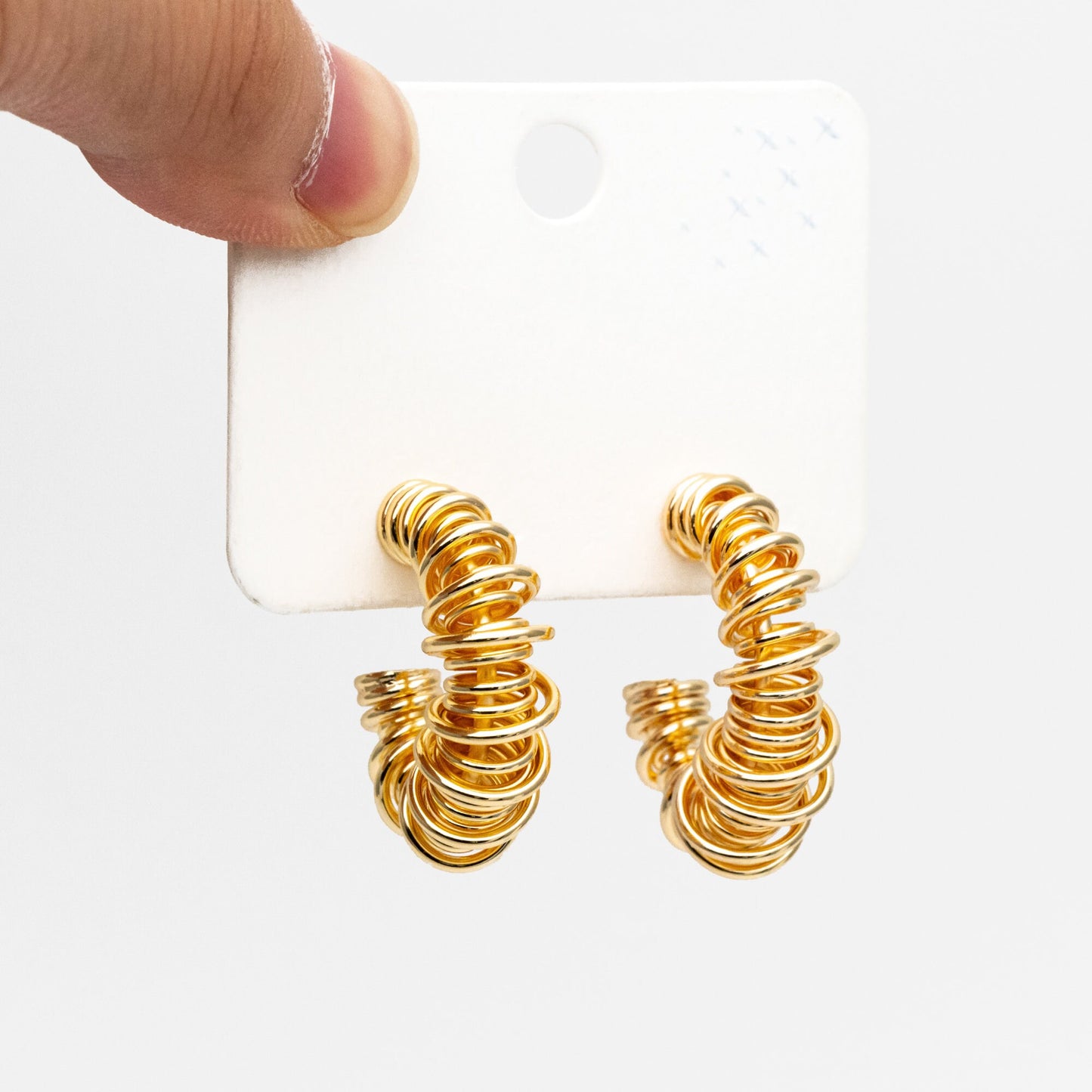 4pcs Gold/ Silver Round Circle Ear Posts 28mm, Twisted Wire Stud Earrings, Geometric Hoop Earrings (GB-3760)