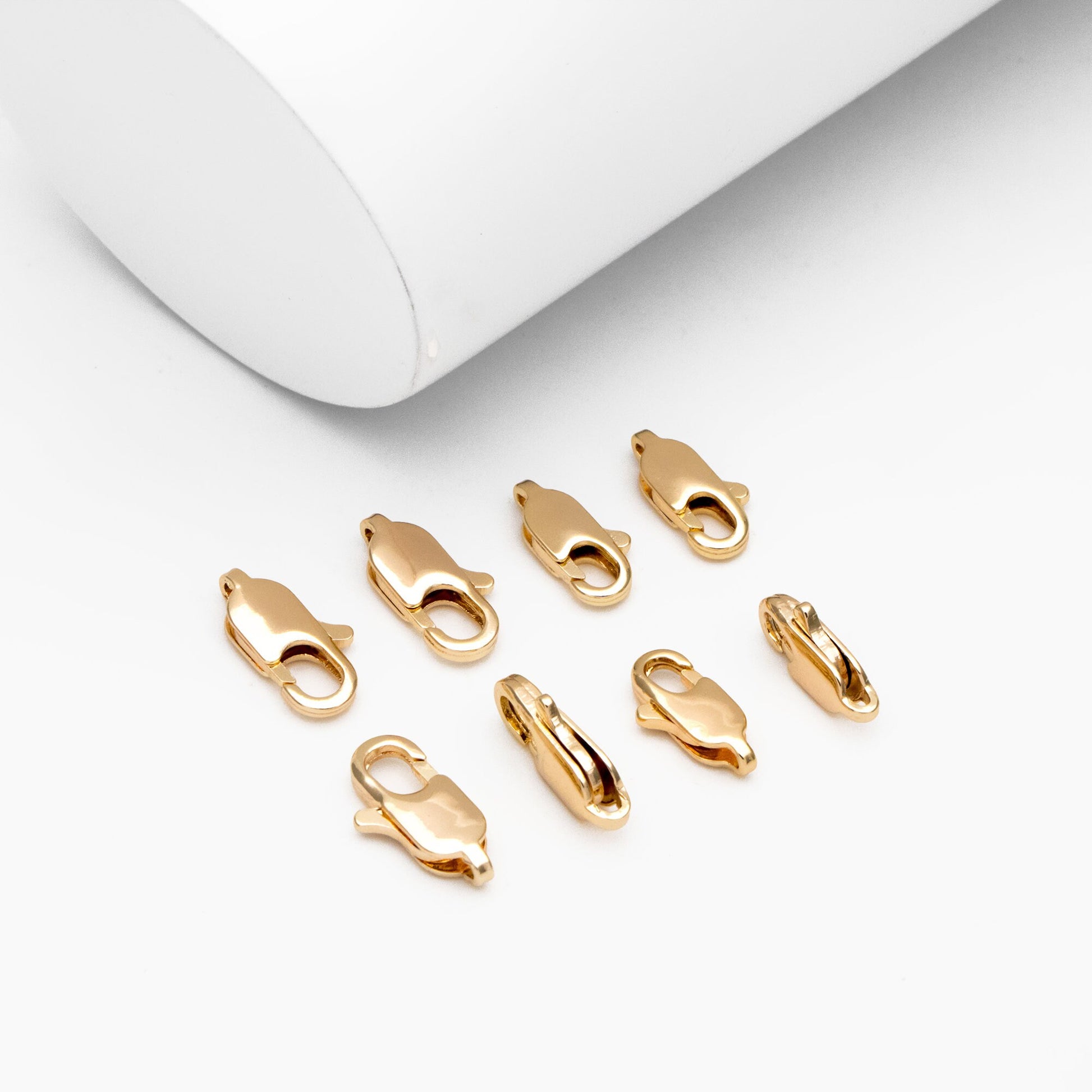 20pcs Gold/ Silver Lobster Claw Clasps 10/ 12mm, Real Gold/ rhodium plated Brass, Necklace Bracelet Charm Clasps (GB-3764)