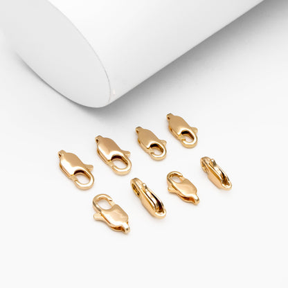 20pcs Gold/ Silver Lobster Claw Clasps 10/ 12mm, Real Gold/ rhodium plated Brass, Necklace Bracelet Charm Clasps (GB-3764)