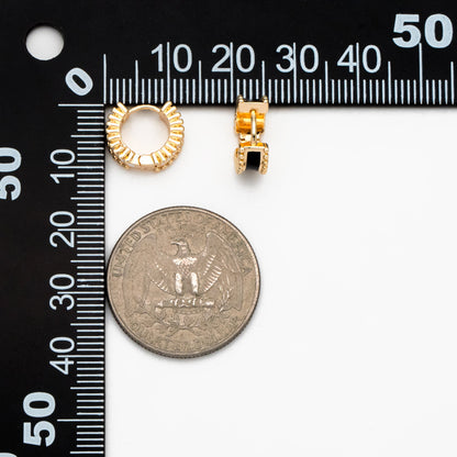 4pcs Gold Enamel Circle Hoop Earrings, 18K Gold plated Brass, Minimalist Huggie Earrings (GB-3717-E)