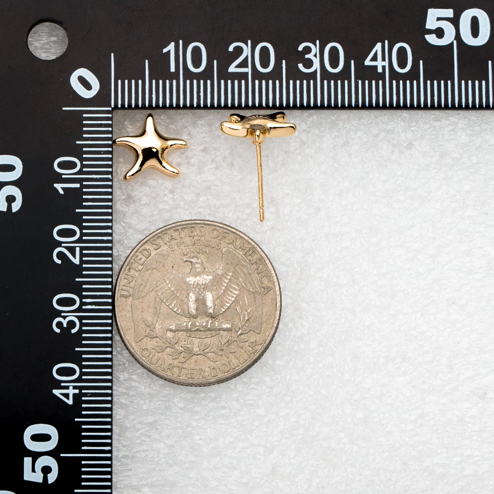 10pcs Gold Starfish Ear Post, Real Gold Plated Brass Star Stud Earrings (#GB-3718)
