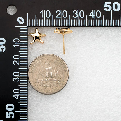 10pcs Gold Starfish Ear Post, Real Gold Plated Brass Star Stud Earrings (#GB-3718)
