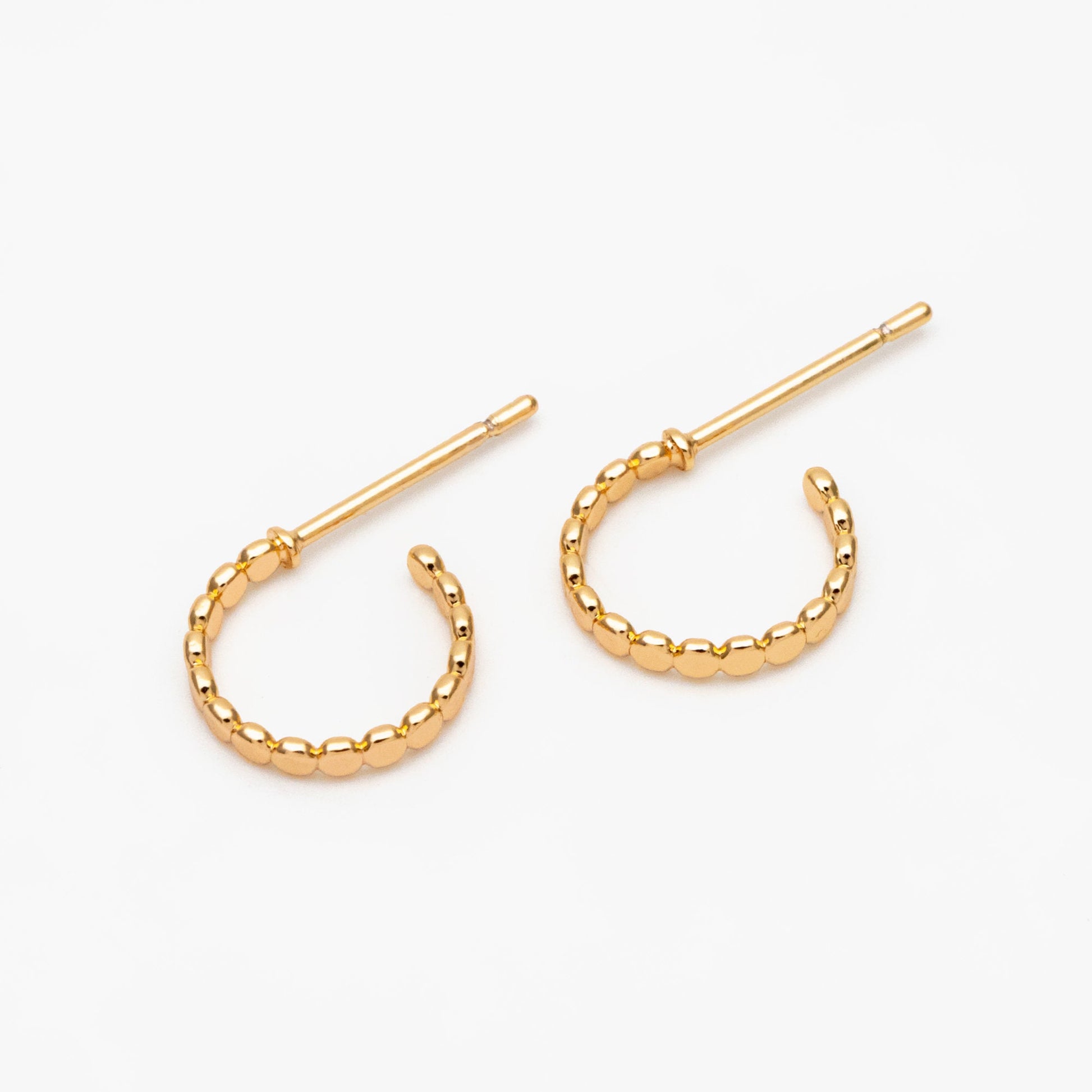 10pcs Gold Round Circle Ear Posts, Gold plated Brass, Geometric Hoop Stud Earrings (GB-3719)