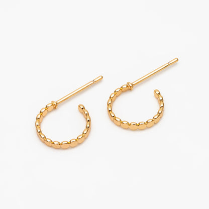 10pcs Gold Round Circle Ear Posts, Gold plated Brass, Geometric Hoop Stud Earrings (GB-3719)