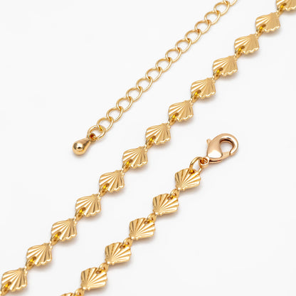 Gold/ Silver Tone shell Chain Bracelet/ Anklet/ Necklace with Extender Chain, 16-18 inch Adjustable, Ready to Wear (#LK-571)