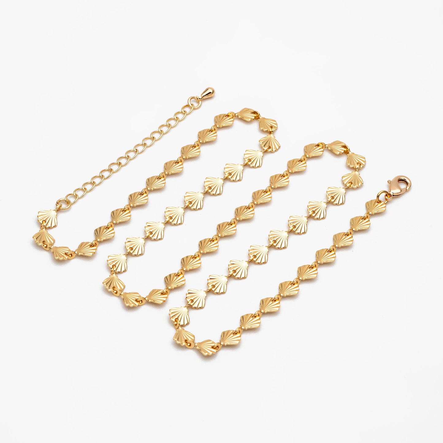 Gold/ Silver Tone shell Chain Bracelet/ Anklet/ Necklace with Extender Chain, 16-18 inch Adjustable, Ready to Wear (#LK-571)