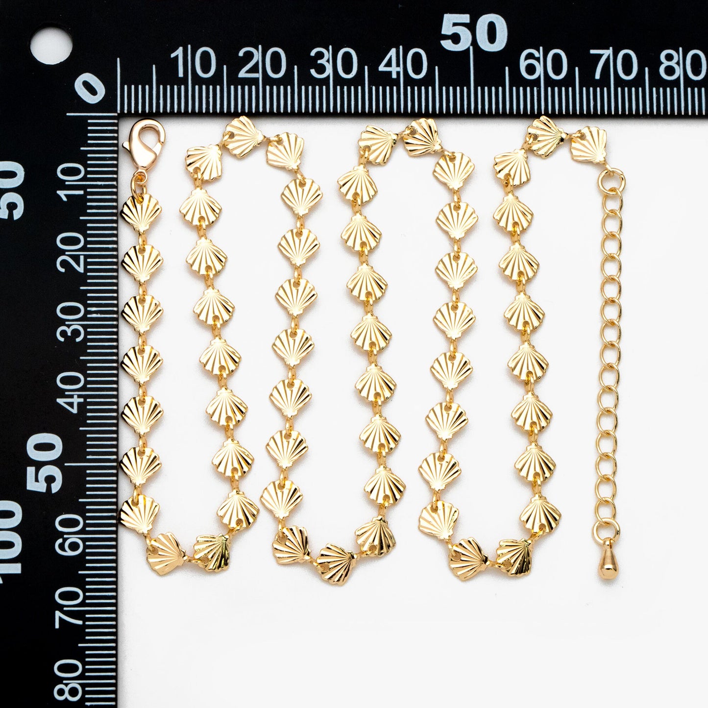Gold/ Silver Tone shell Chain Bracelet/ Anklet/ Necklace with Extender Chain, 16-18 inch Adjustable, Ready to Wear (#LK-571)