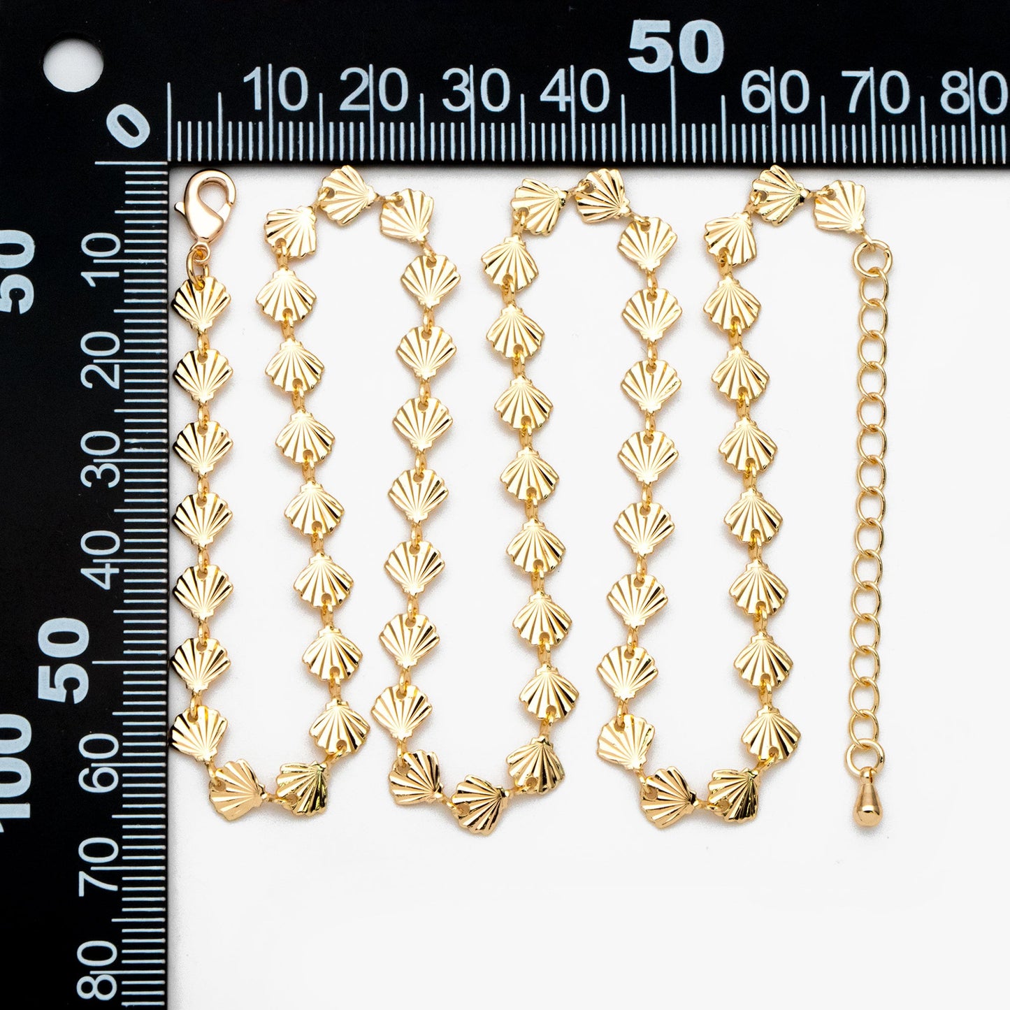 Gold/ Silver Tone shell Chain Bracelet/ Anklet/ Necklace with Extender Chain, 16-18 inch Adjustable, Ready to Wear (#LK-571)