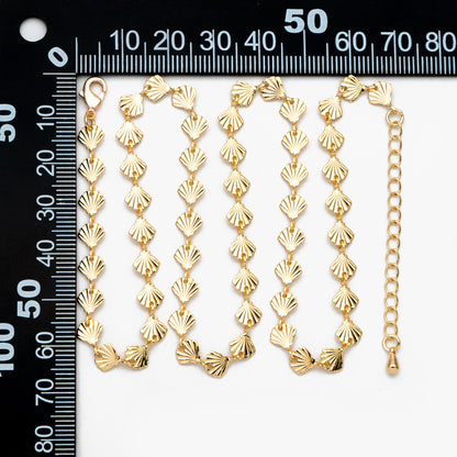 Gold/ Silver Tone shell Chain Bracelet/ Anklet/ Necklace with Extender Chain, 16-18 inch Adjustable, Ready to Wear (#LK-571)