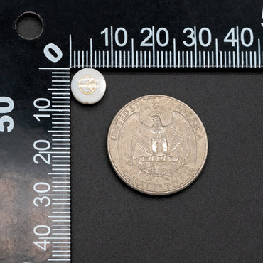 10pcs Natural Shell Peace Sign Beads, Peace Symbol Spacer 8mm, Gold Coin Beads, Double Sided (V1409)