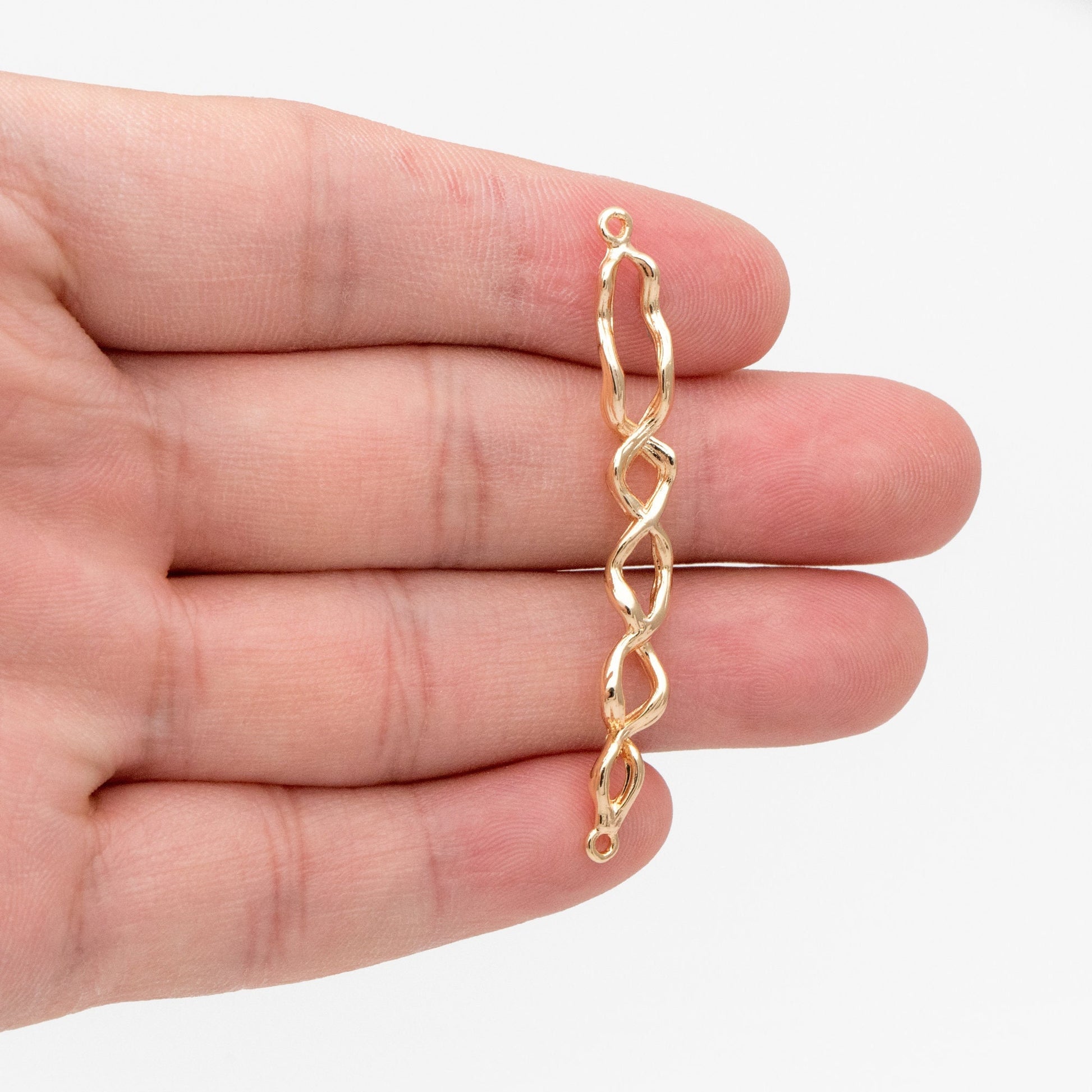 4pcs Gold Twisted Wire Connector, Gold plated Brass, Bracelet Connector (GB-3753)