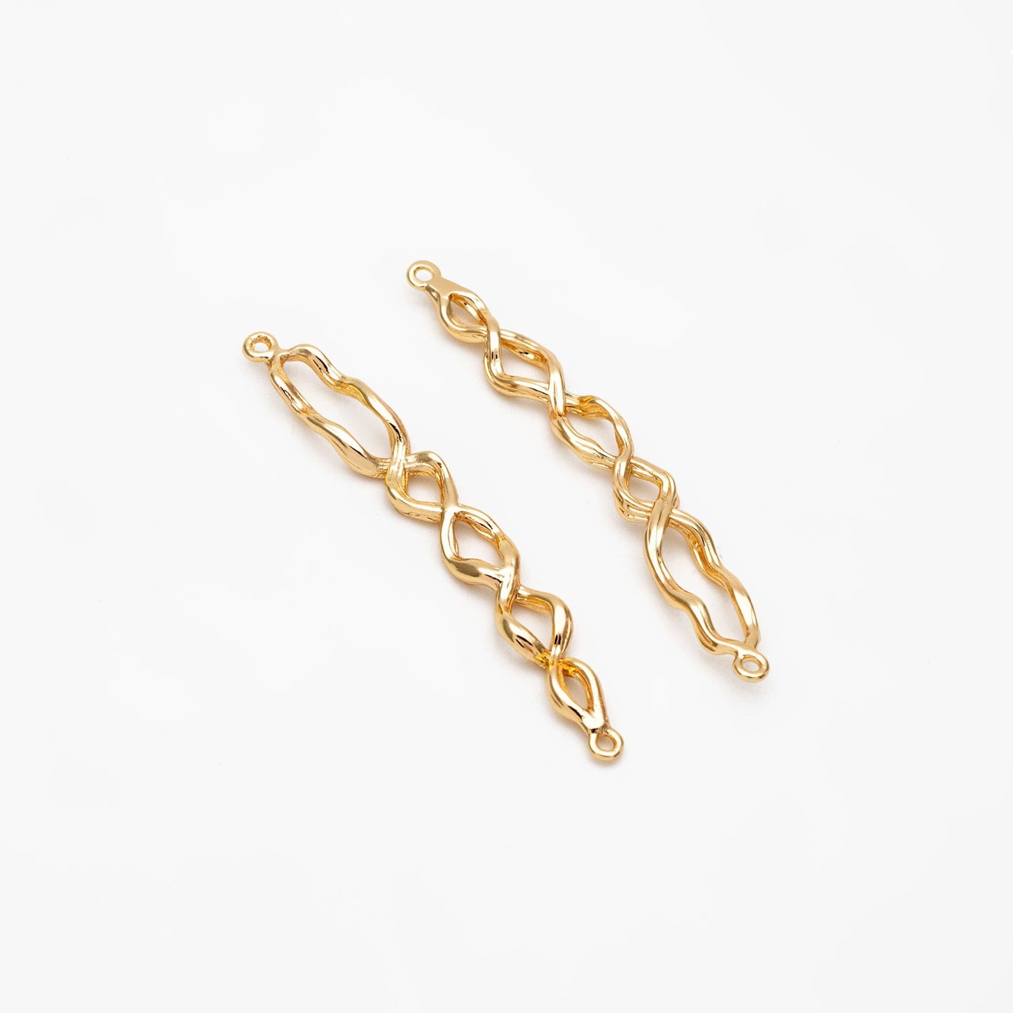 4pcs Gold Twisted Wire Connector, Gold plated Brass, Bracelet Connector (GB-3753)