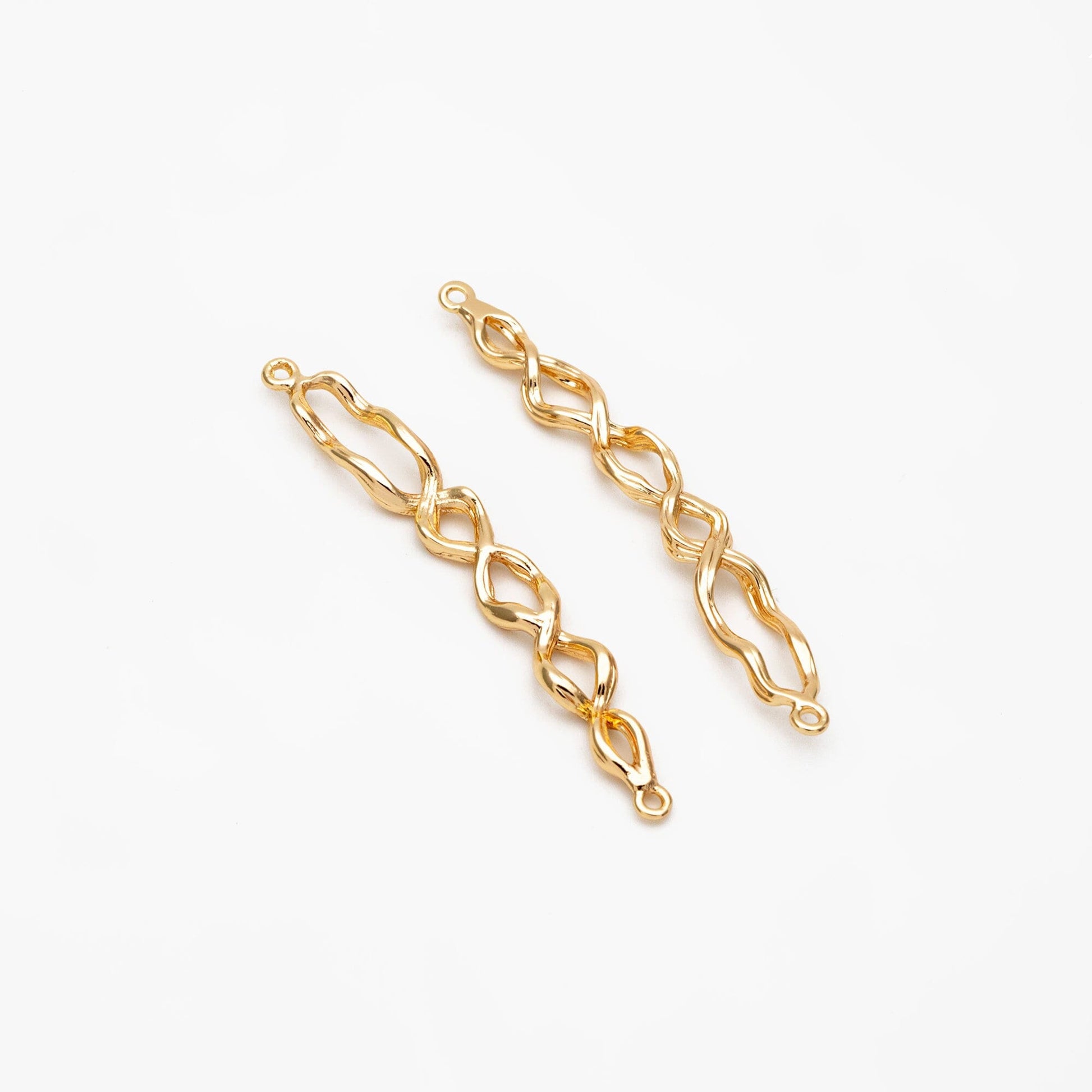 4pcs Gold Twisted Wire Connector, Gold plated Brass, Bracelet Connector (GB-3753)