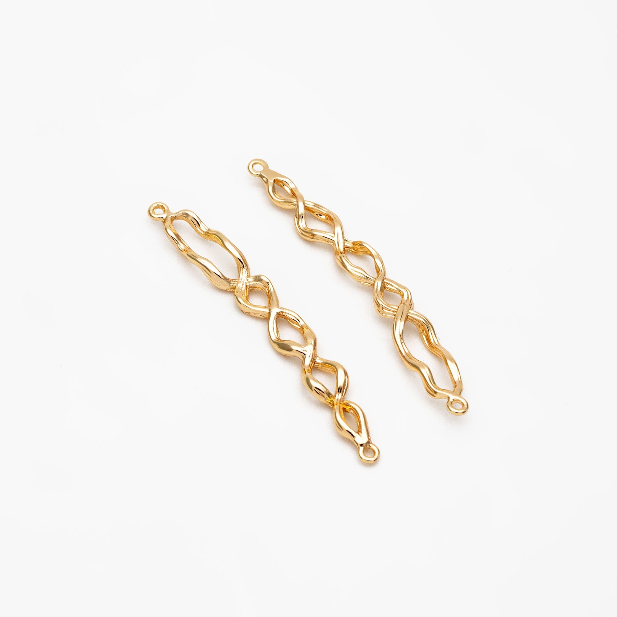 4pcs Gold Twisted Wire Connector, Gold plated Brass, Bracelet Connector (GB-3753)