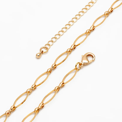 Dainty Gold Oval Link Chains, Finished Bracelet/ Anklet/ Necklace with Extender Chain, Ready to Wear (#LK-441)
