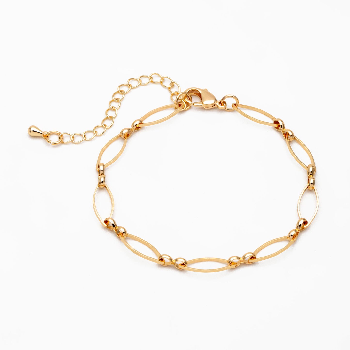 Dainty Gold Oval Link Chains, Finished Bracelet/ Anklet/ Necklace with Extender Chain, Ready to Wear (#LK-441)
