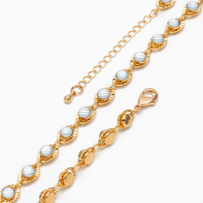 Gold Evil Eye Chain, Round Glass Beaded Chain, Finished Bracelet/ Anklet/ Necklace with Extender Chain, Ready to Wear (#LK-591)