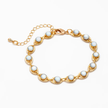 Gold Evil Eye Chain, Round Glass Beaded Chain, Finished Bracelet/ Anklet/ Necklace with Extender Chain, Ready to Wear (#LK-591)