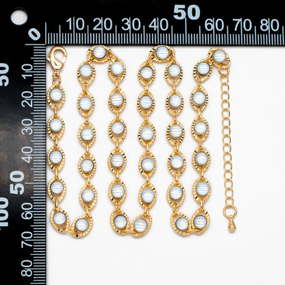 Gold Evil Eye Chain, Round Glass Beaded Chain, Finished Bracelet/ Anklet/ Necklace with Extender Chain, Ready to Wear (#LK-591)