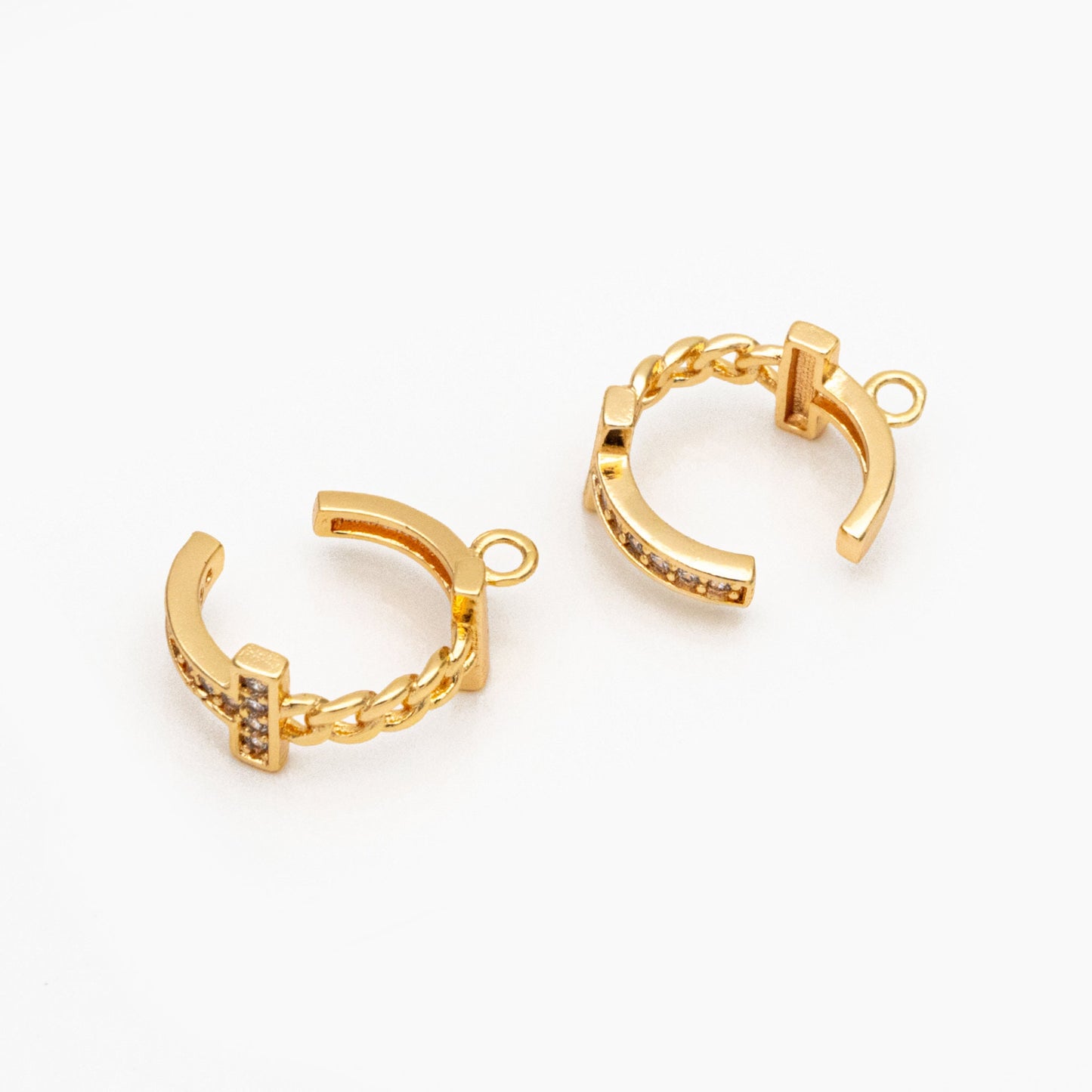 4pcs CZ Pave Ear Cuff, Gold plated Brass, Minimalist Cartilage Earrings, Dainty Earcuff Earring (GB-3767)