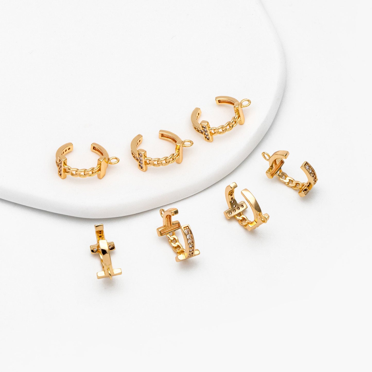 4pcs CZ Pave Ear Cuff, Gold plated Brass, Minimalist Cartilage Earrings, Dainty Earcuff Earring (GB-3767)