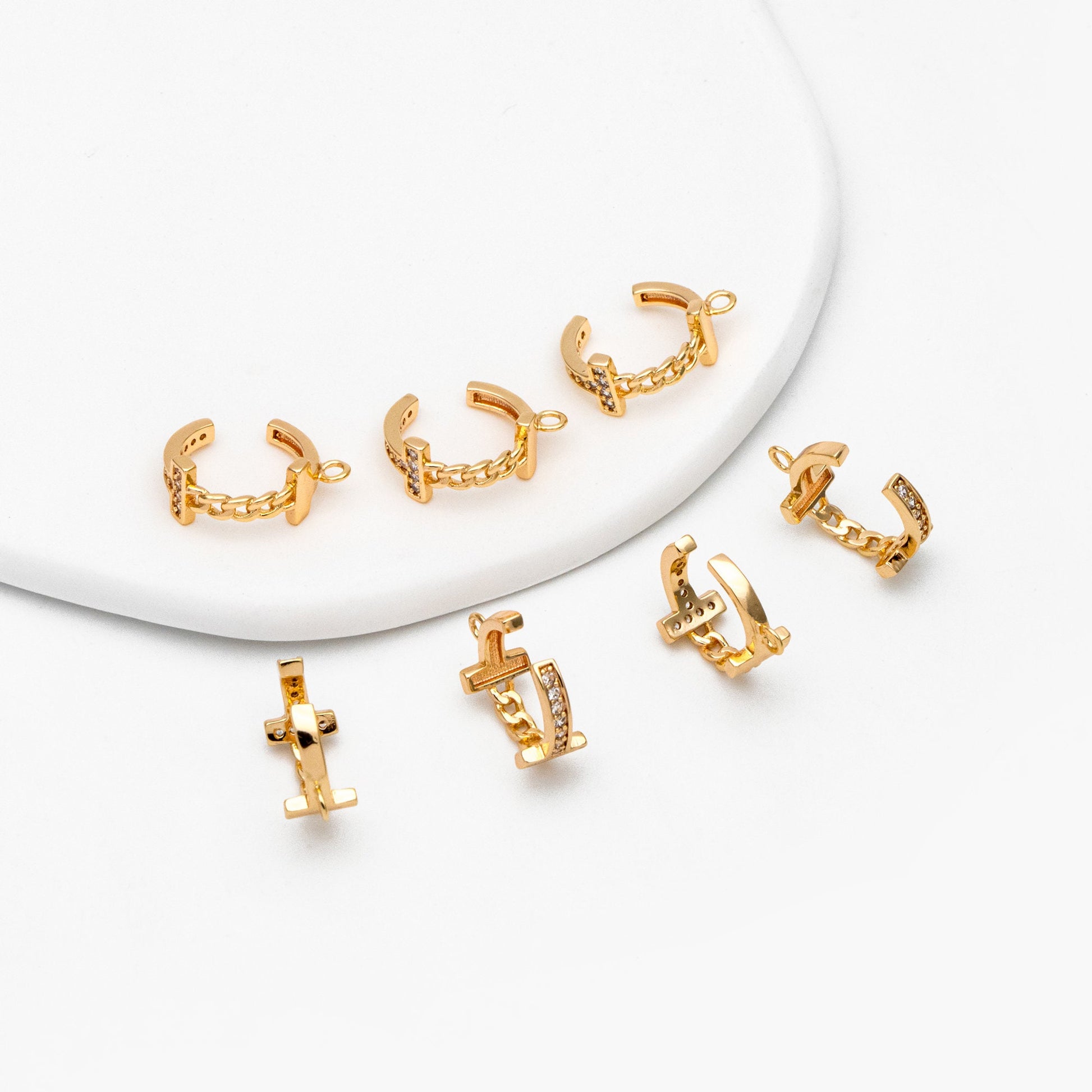 4pcs CZ Pave Ear Cuff, Gold plated Brass, Minimalist Cartilage Earrings, Dainty Earcuff Earring (GB-3767)