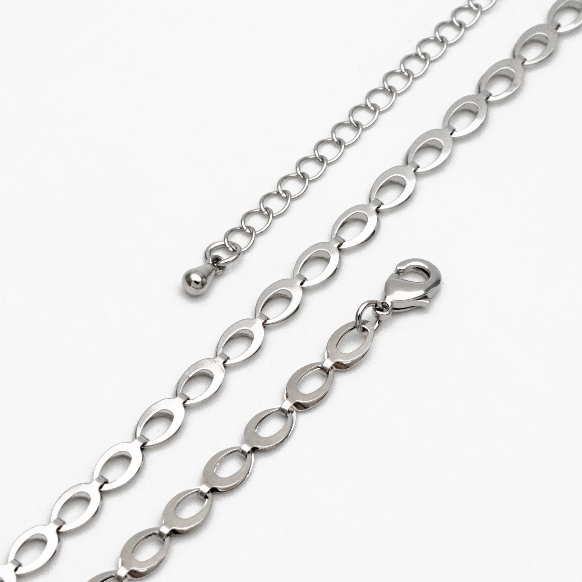 Gold/ Silver Tone Dainty Specialty Chains 4mm, Finished Bracelet/ Anklet/ Necklace with Extender Chain, Ready to Wear (#LK-232)