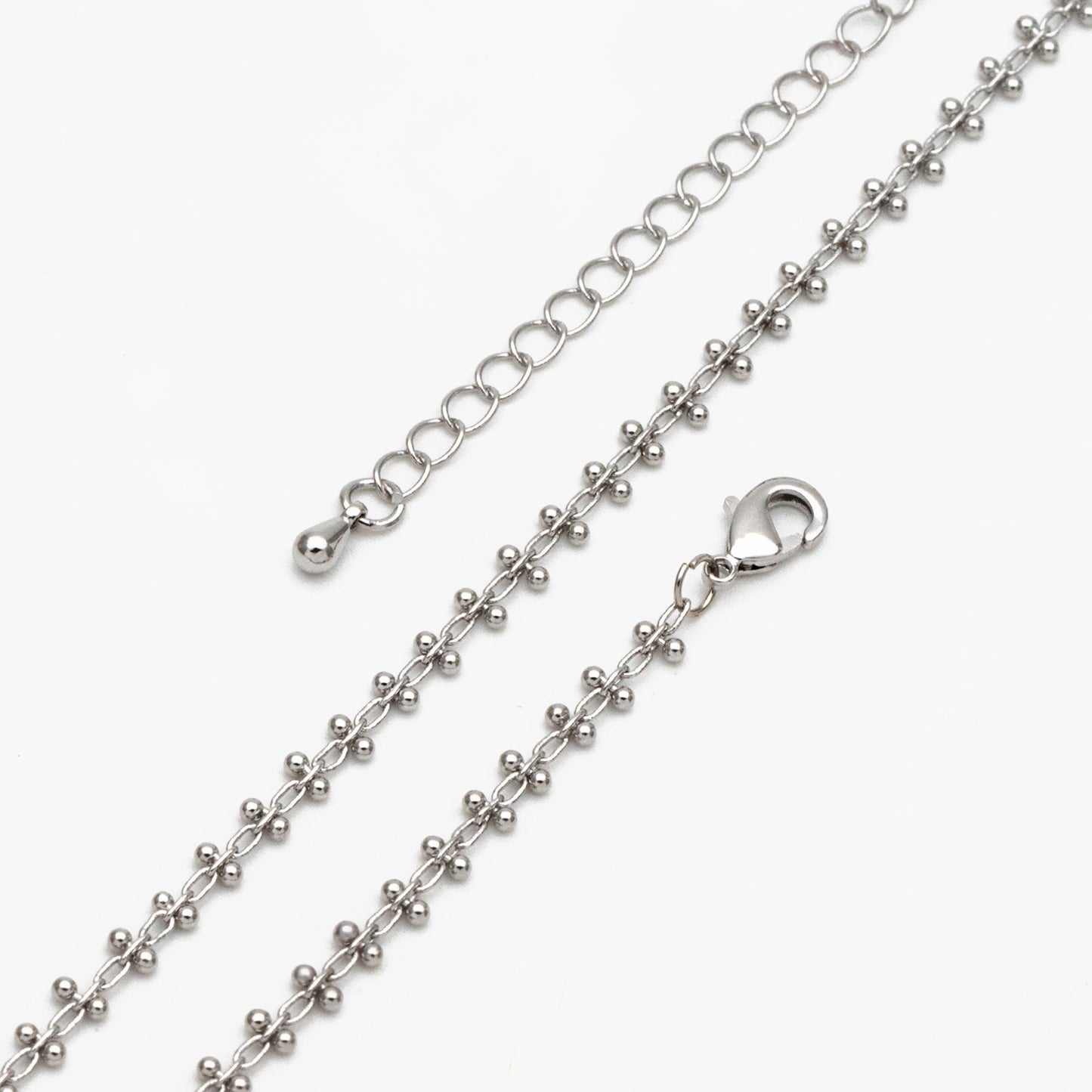 Gold/ Silver Tone Beaded Cable Chains 3.3mm, Finished Bracelet/ Anklet/ Necklace with Extender Chain, Ready to Wear (#LK-237)