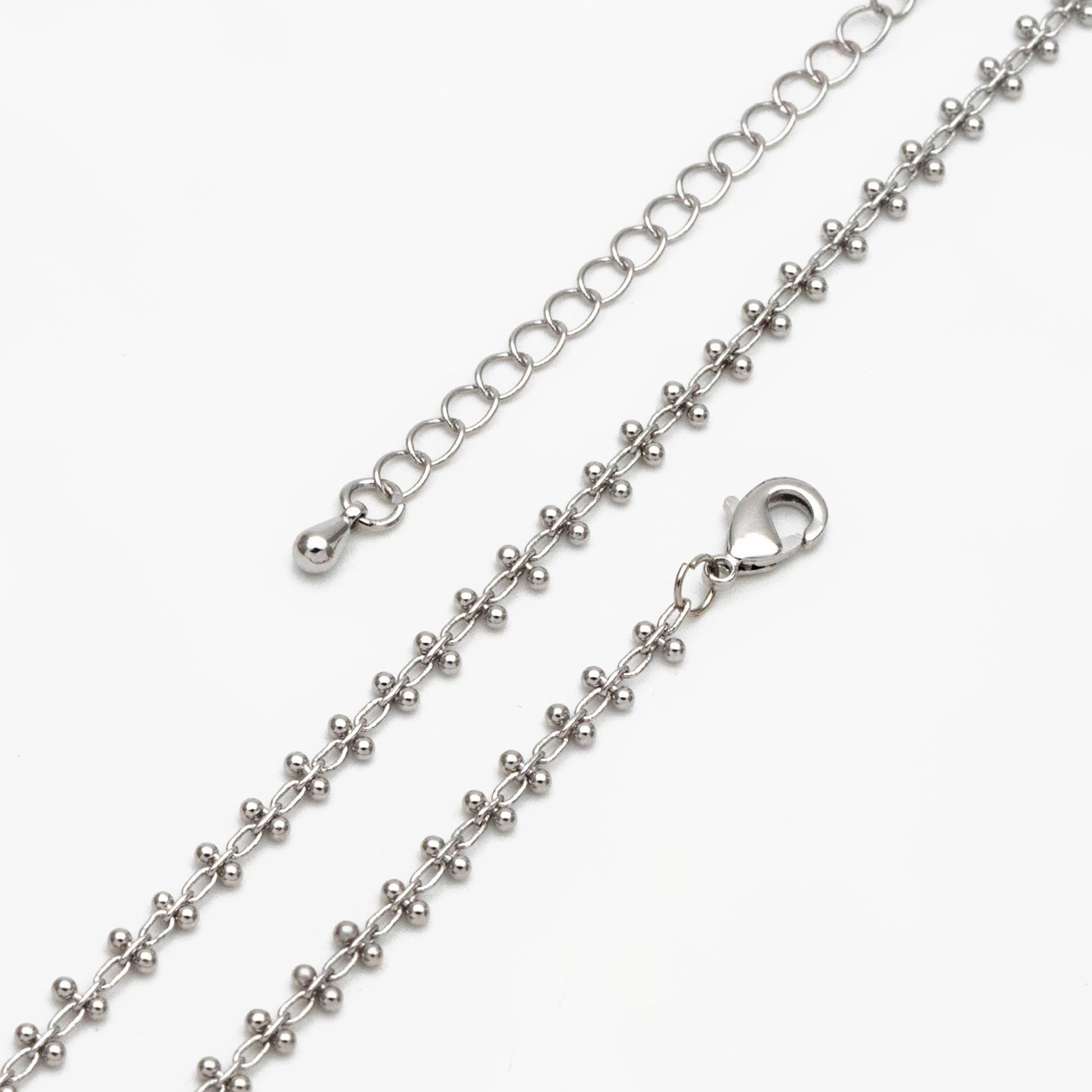 Gold/ Silver Tone Beaded Cable Chains 3.3mm, Finished Bracelet/ Anklet/ Necklace with Extender Chain, Ready to Wear (#LK-237)