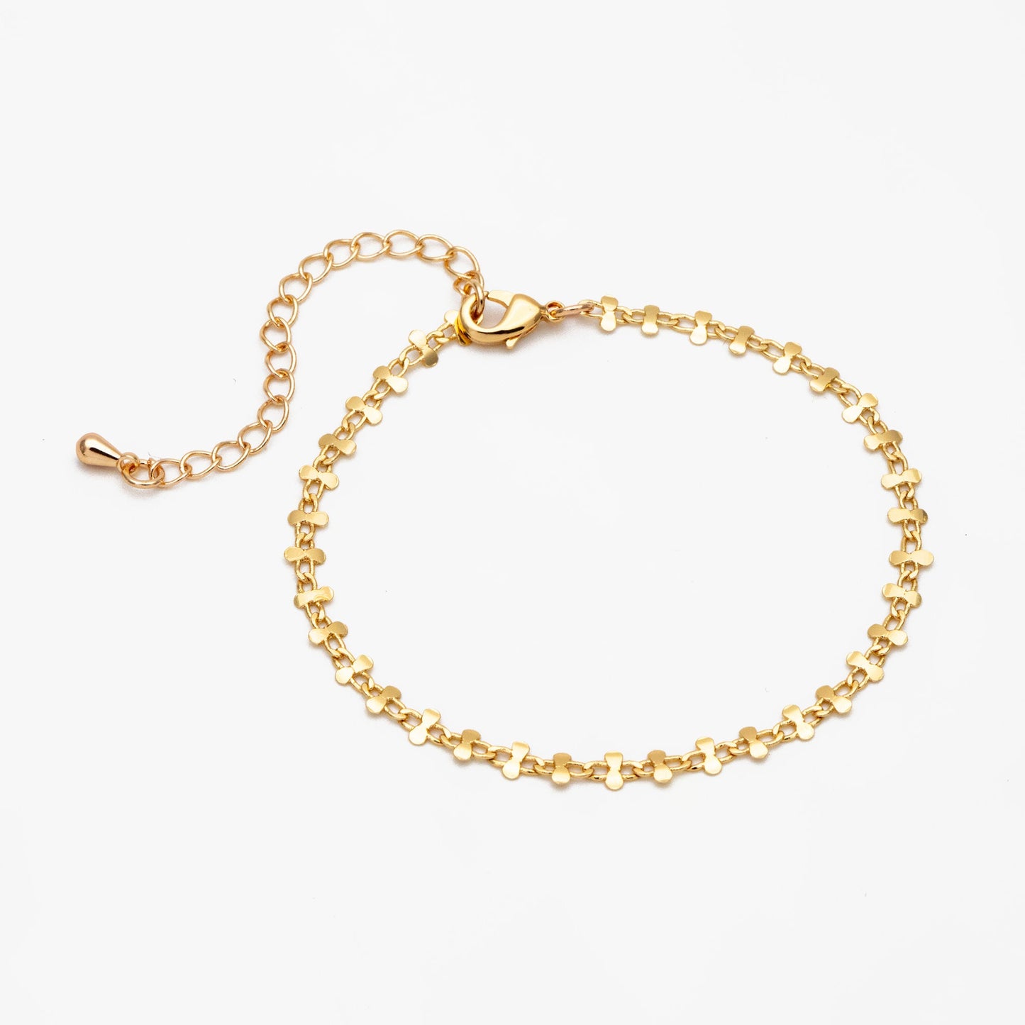 Gold plated Brass Floral Specialty Chain 3.6mm, Finished Bracelet/ Necklace with Extender Chain, Ready to Wear (#LK-242-1)