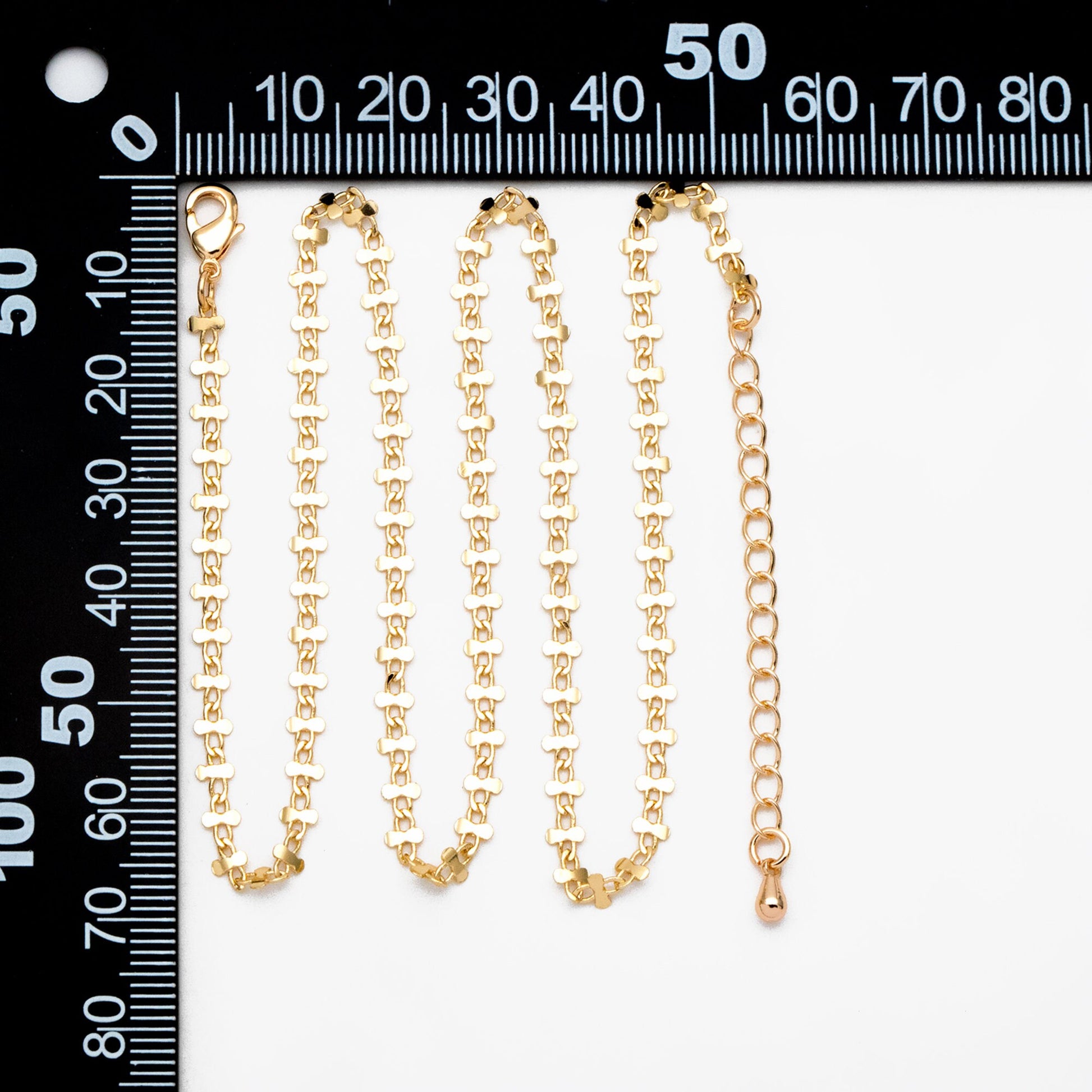 Gold plated Brass Floral Specialty Chain 3.6mm, Finished Bracelet/ Necklace with Extender Chain, Ready to Wear (#LK-242-1)