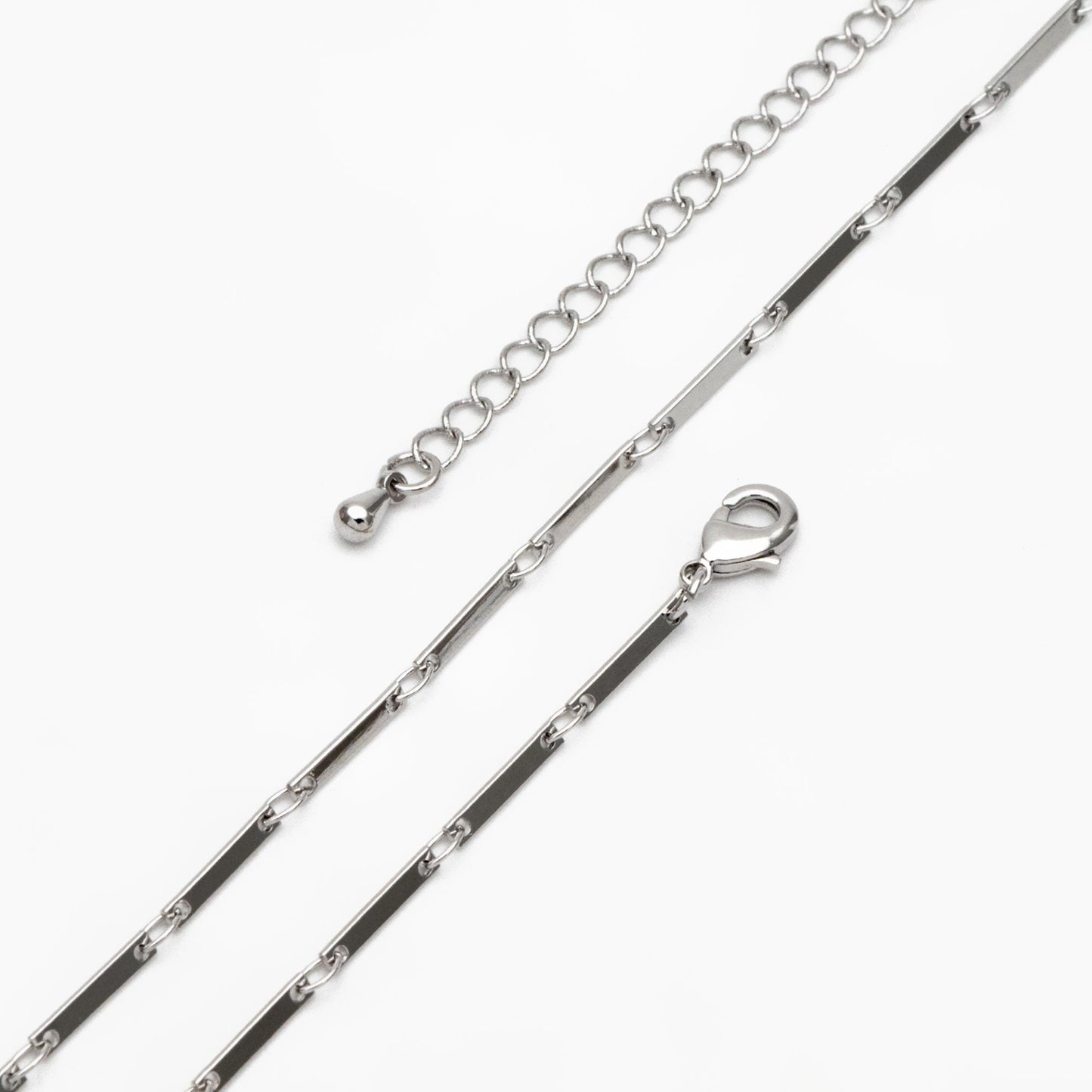 Finished Bracelet/ Anklet/ Necklace with Extender, Gold/ Silver Rectangle Bar Chain, Ready to Wear (#LK-440)